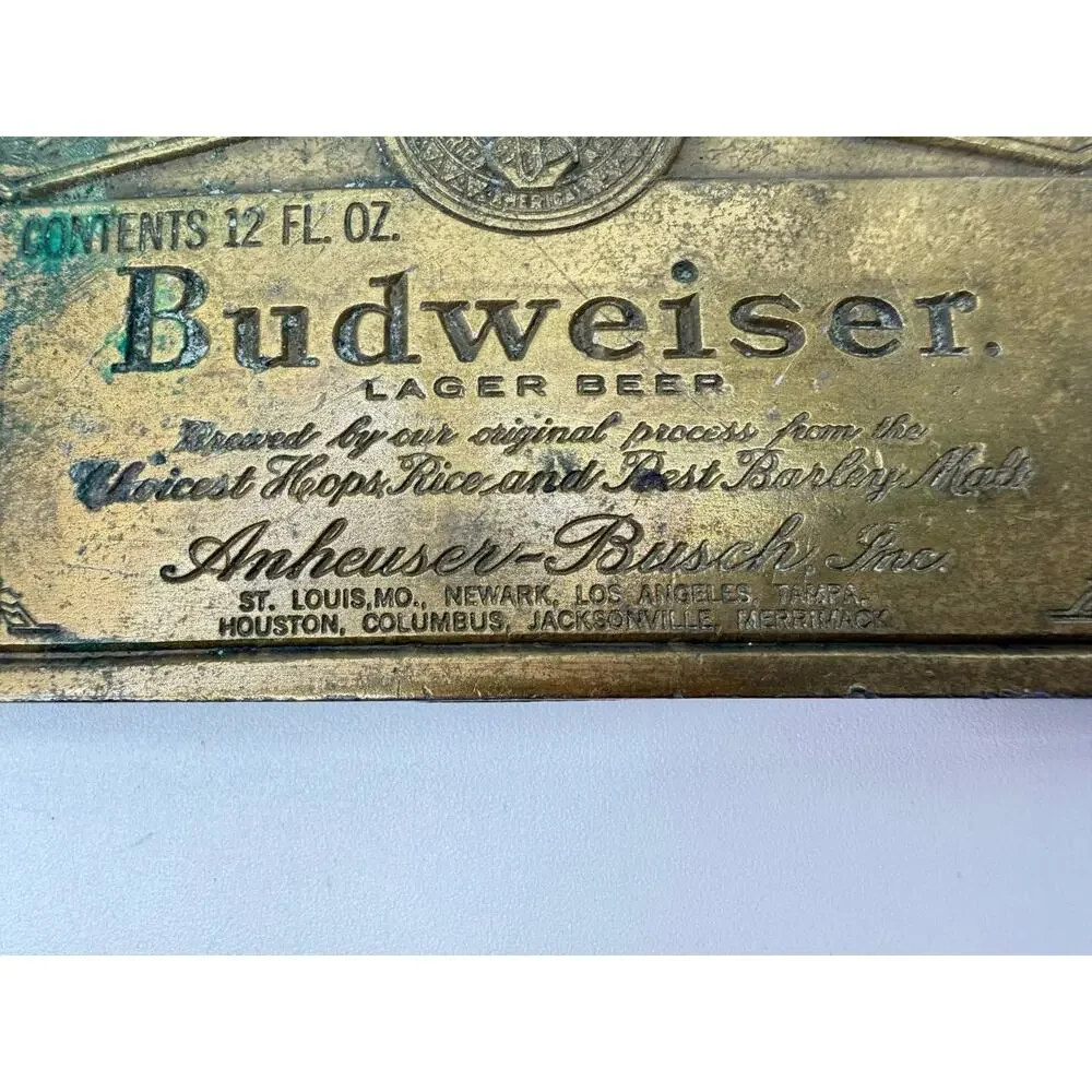 Vintage Budweiser Lager Beer Brass Tone Belt Buckle Anheuser Busch A-168